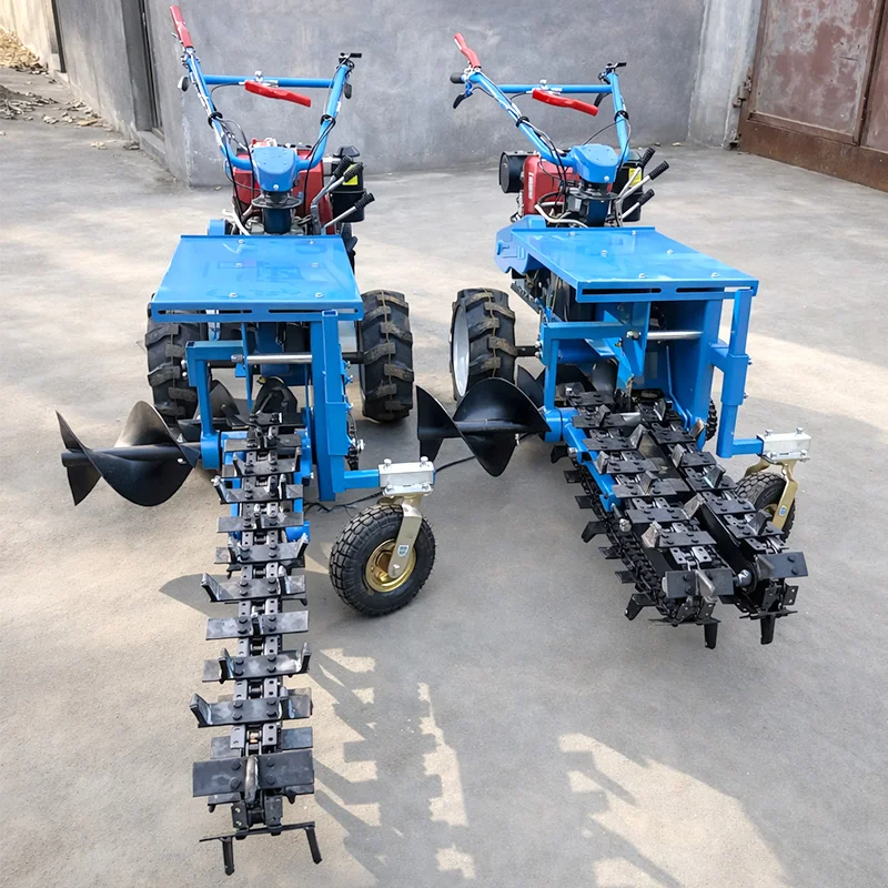 18HP Diesel Mini Walk Behind Chain Trencher, Cable Burying Machine For Underground Cable Installation