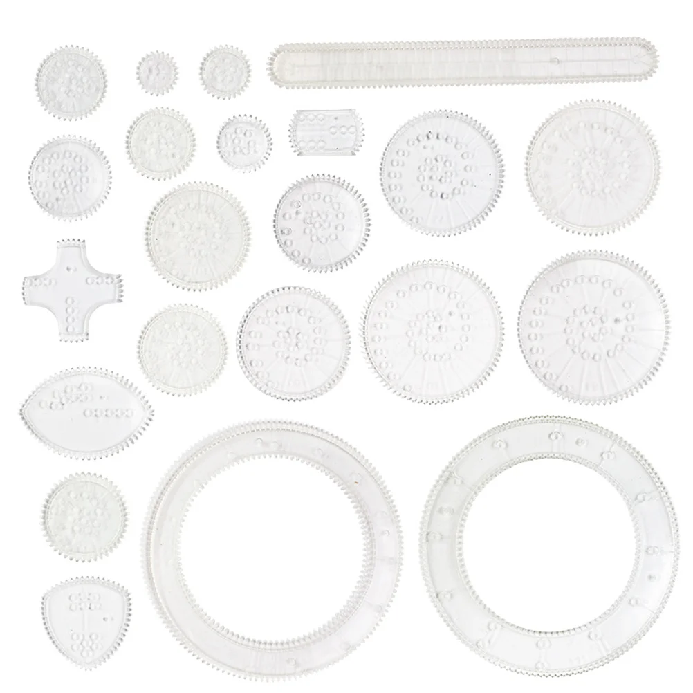 22 pezzi Set da disegno con righello curvo Ingranaggi ad incastro Ruote Kit di pittura per bambini Adulti Strumento di progettazione di materiali artistici educativi