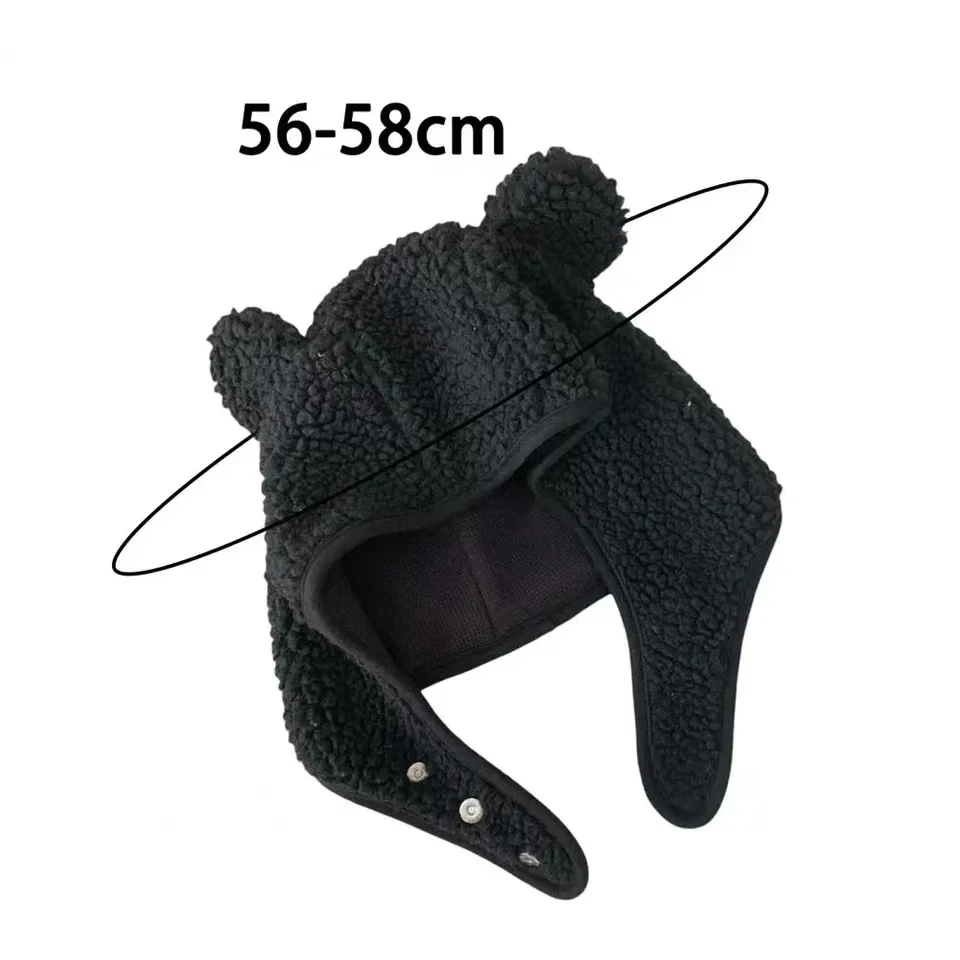 Brown Bear Ear Hat Scarf Beanies Men Women Winter Safety Helmet Rockwool Magnetic Buckle Ear Protector Outdoor Ski Bomber Hats