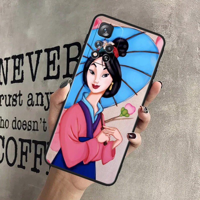 Cute Disney Mulan For Xiaomi Redmi Note 12 11T 11E 11S 10T 10S Turbo Pro Plus Max Lite Black Soft TPU Phone Case