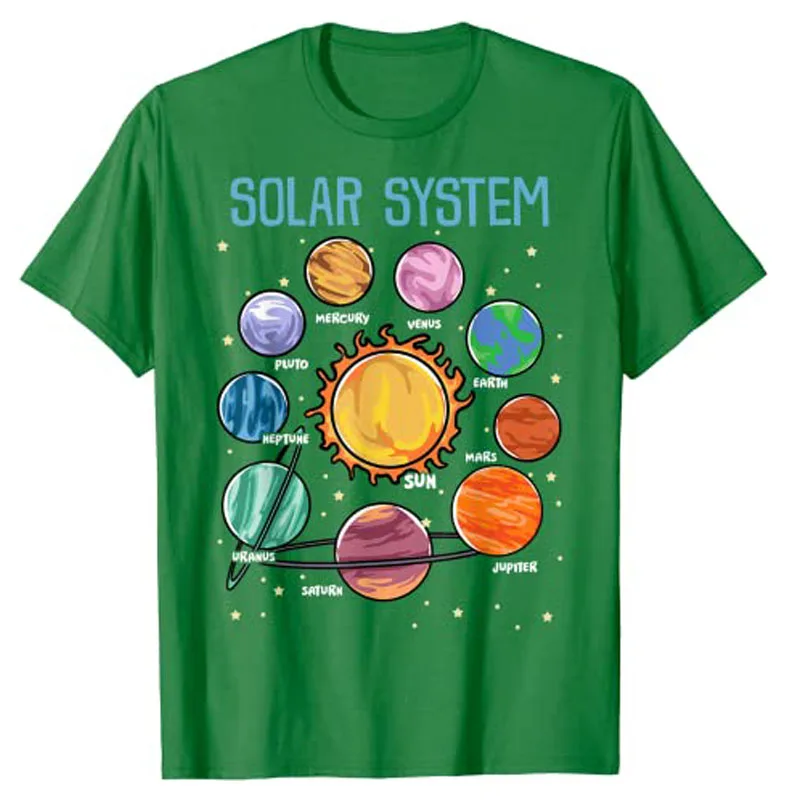 Solar System Planets Science Space Boys Girls STEM Kids T-Shirt Astrophysics Like Pluto Mars The Sun Moon Stars Saturn Tees Tops