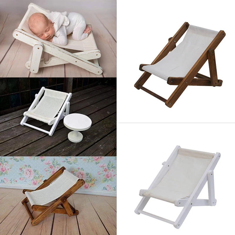 Newborn Photography Props Beach Lounge Chair Wooden Multi Function Sofa Baby Memorial Studio Photography Accessories Posing Bed