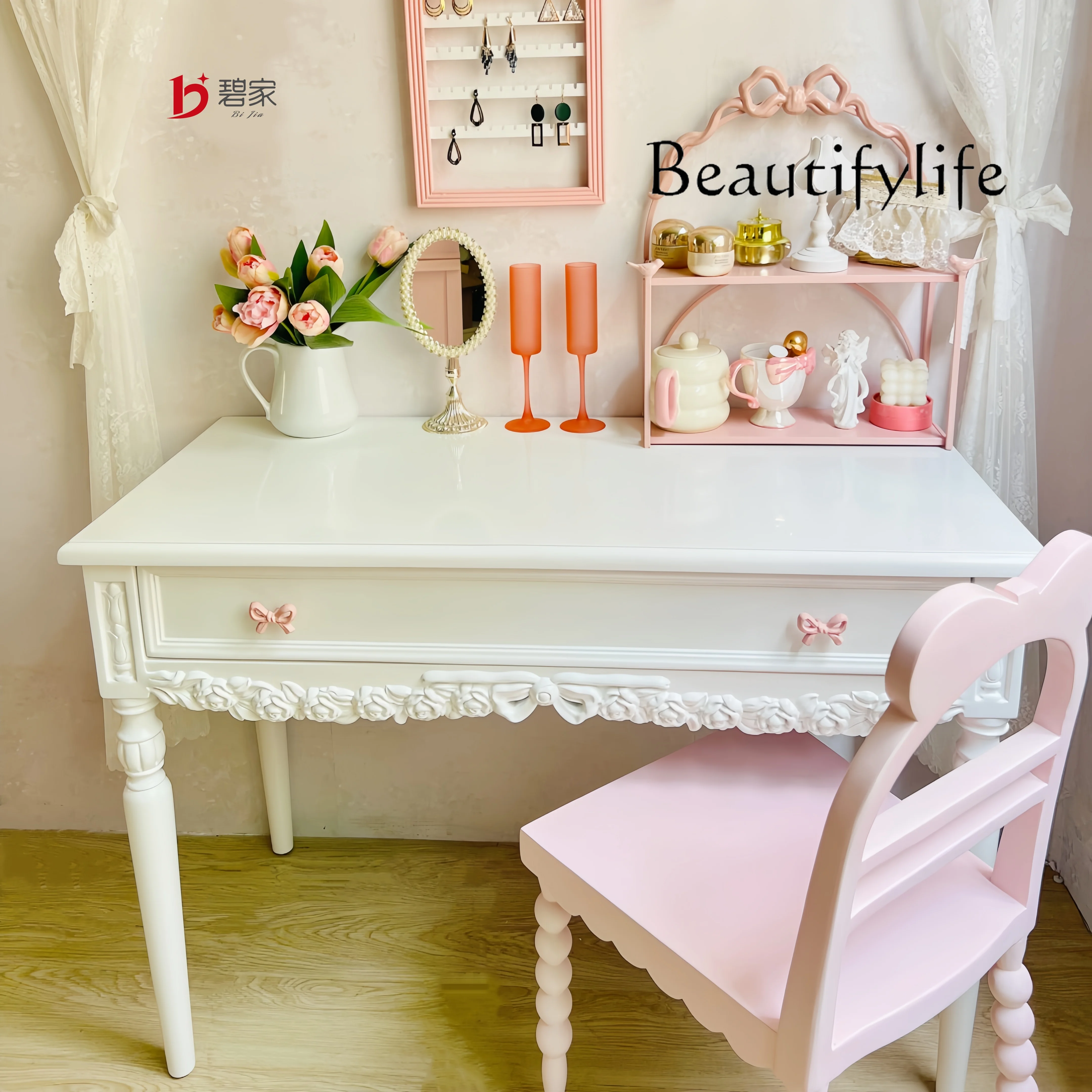 

surprising French carved solid wood dressing table, color dressing table, desk integrated writing desk