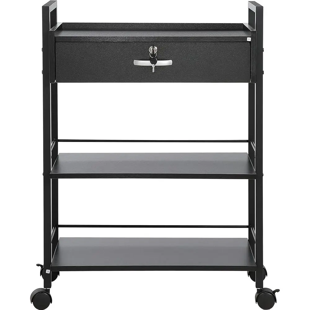

3-Tier Lockable Hair Styling Cart with Rolling Storage for Beauty, SPA, and Barbershops