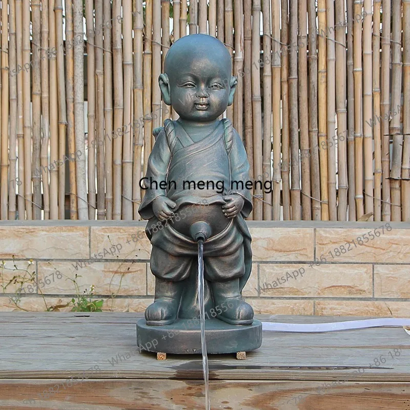 

ss26 TT Pee Boy Water Fountain Cute Zen Little Monk Urine Children Sculpture Garden Landscape Fish Pond Decorative Crafts