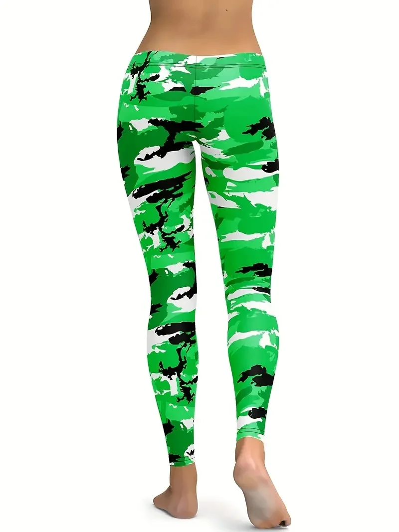 Camo print stretch Comfort casual slim-fit workout leggings for women with hip lift