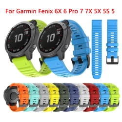 Bracelet en silicone QuickFit pour Garmin, 22mm, 20mm, 26mm, 6X, 6 Pro, 6S, 7X, 7S, 7, 5, 5S, 5X Plus, 945, 935