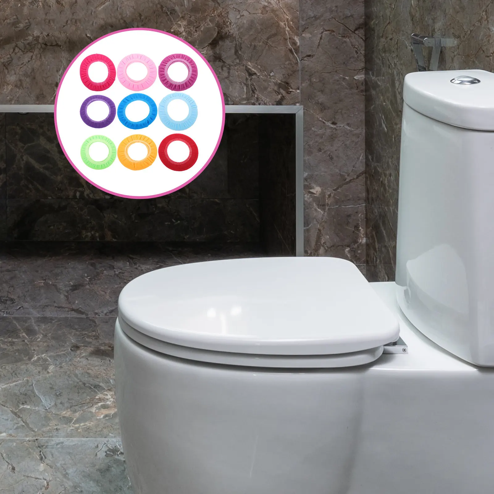 

Набор из 9 эластичных накладок на сиденье унитаза: теплые, толстые, комфортные, многоразовые, моющиеся, нескользящие, для пожилых людей и детей, легко переносить, компактный дизайн