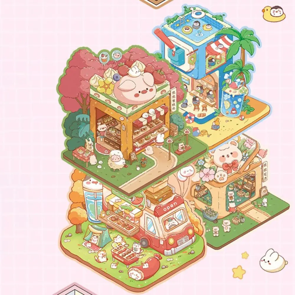 

20-in-1 Miniature Landscape Sticker Collection Decompression PET 3D Landscape Sticker Cartoon DIY Game Stickers Children