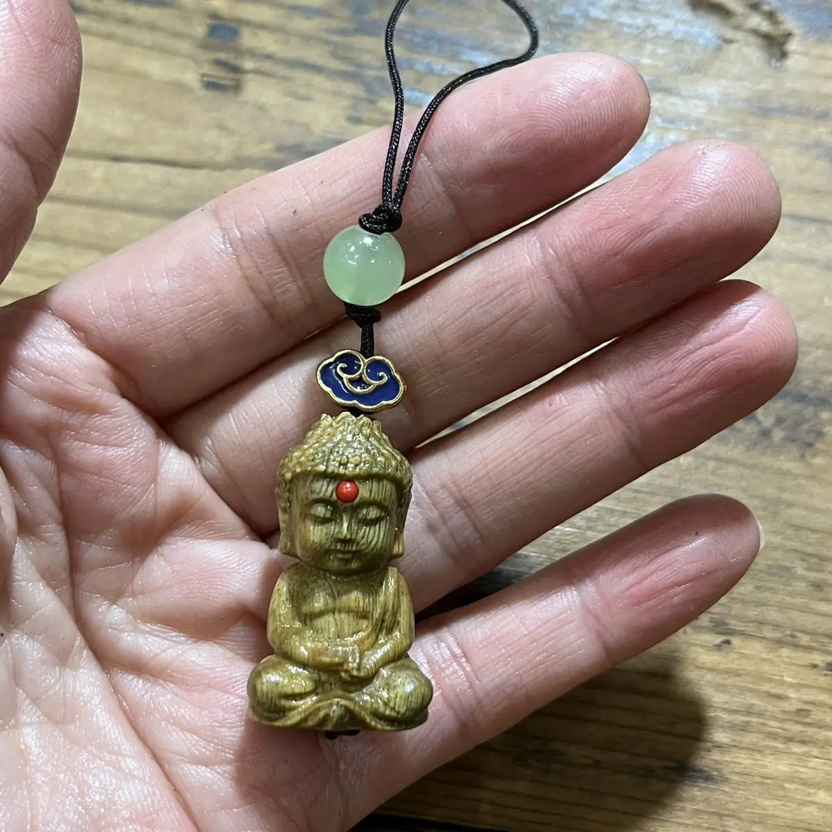 Small Leaf Boxwood Small Bergamot Machine Pendant Solid Wood Baby Buddha Big Day Tathagata Bag Hanging Ornament Play Couple Gift