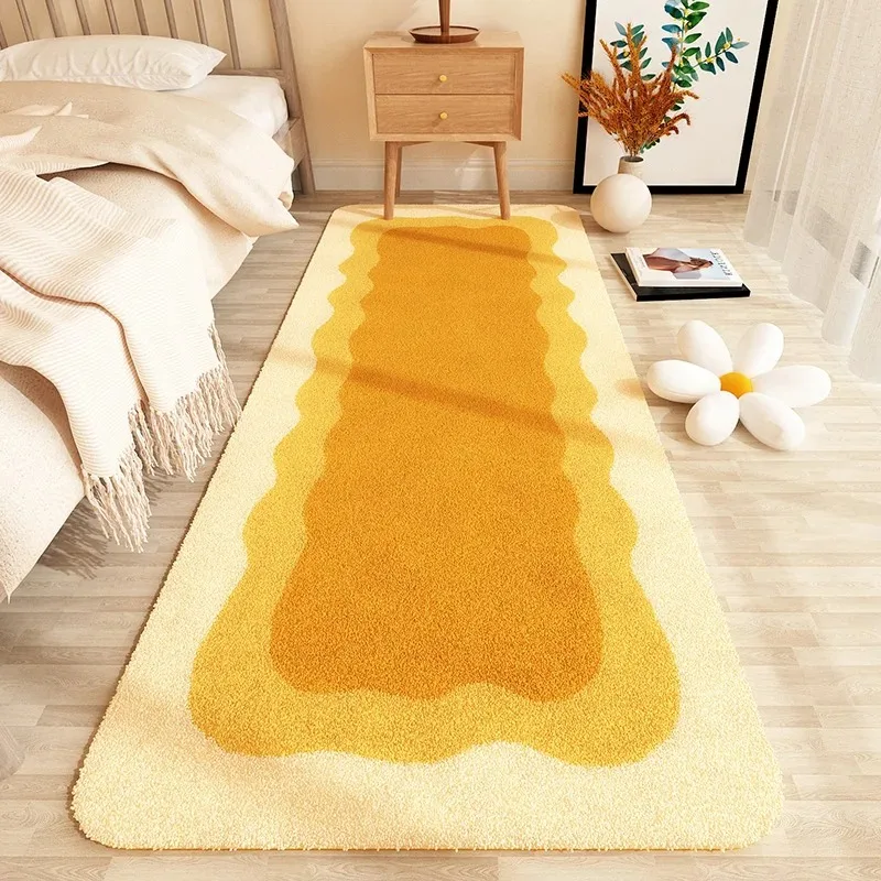 

Gradient Cozy Soft Bedroom Carpet Art Minimalist Wavy Girl Room Home Decoration Modern Aesthetics Balcony Rug ковер tapete 양탄자