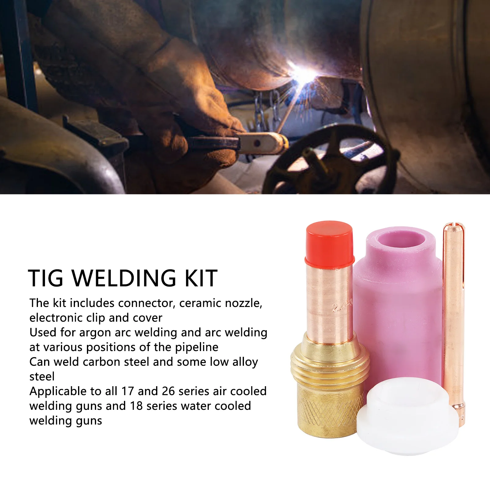 

Набор из 4 прочных и практичных аксессуаров для горелки TIG: короткие газовые линзы для сварочных горелок TIG, совместимые с WP17, WP18, WP26