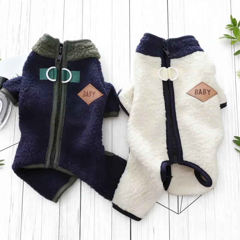 Warme Fleece-Hunde-Overalls, Jacke, Winter, weiche Hundekleidung, niedliche solide Welpen-Overalls, modische Katzenjacke, Mantel, Pudel-Haustierkostüm