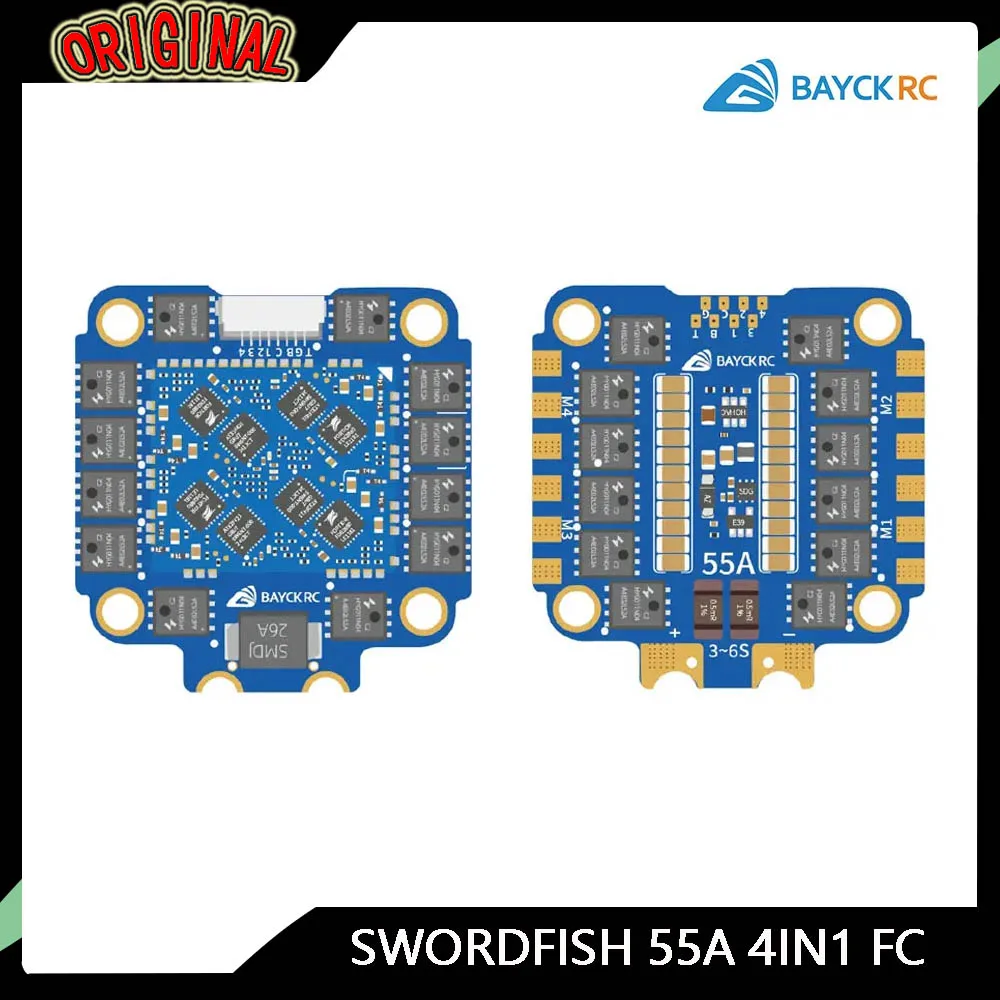 

BAYCK SWORDFISH 55A 4-in-1 ESC (AM32) - 3-6S Lipo, BLHeli_32 DShot1200 for FPV Racing Freestyle Quadcopters