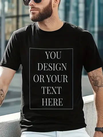 Customizable 100 Cotton Thickened Unisex T Shirt  Personalized Photo Selfie Design Soft Breathable Fabric Round Neck Short