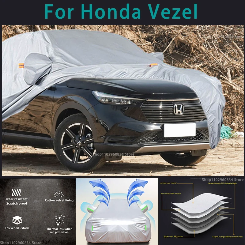 

For Honda Vezel 210T Waterproof Full Car Covers Outdoor Sun uv protection Dust Rain Snow Protective Auto Protective cover