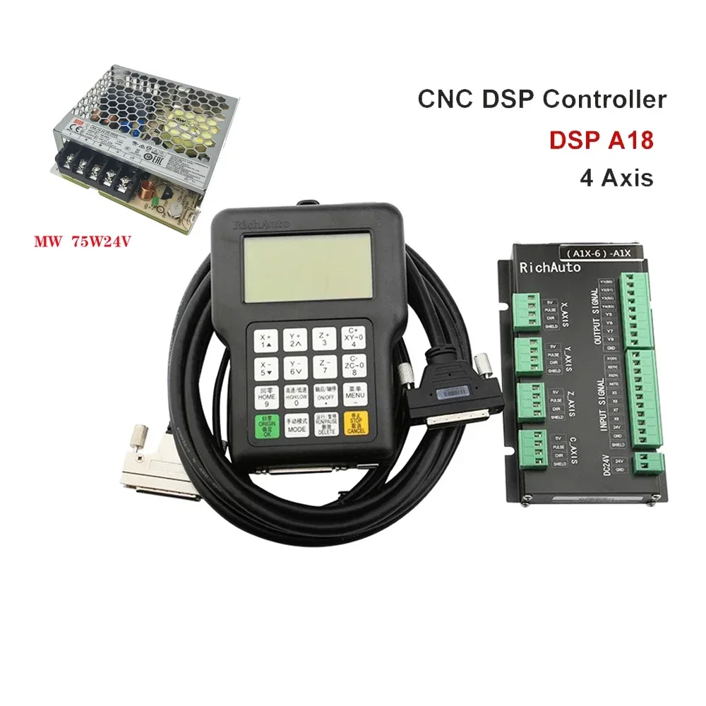 CNC RichAuto DSP A18E 4-Axis CNC Controller A18s A18e USB Linkage Motion Control System Manual For CNC Router