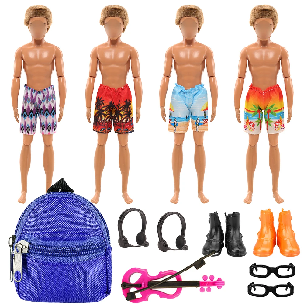 

Handmade 12 Pieces Doll Accessories=4 Beach Pants+ 1 Backpack +2 Glasses+ 2 Earphone + 2 Shoes + 1 Violin For 32cm Ken Doll