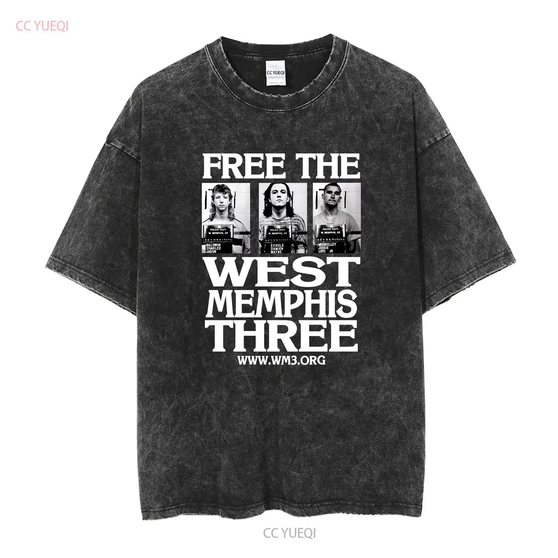 تي شيرت كلاسيكي مجاني The West Memphis Three مقاس XL FOTL Tag Damien Echols أسود بأكمام طويلة أو قصيرة عتيق مغسول ناعم