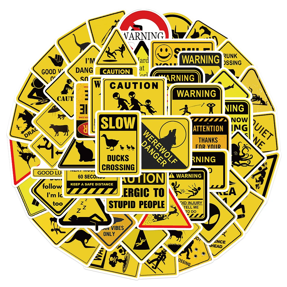 10/30/53 Stück Lustige Kreative Warnschild-Aufkleber Coole Personalisierte Graffiti-Aufkleber für Gepäck, Handy, Laptop Cartoon-Sticker-Set
