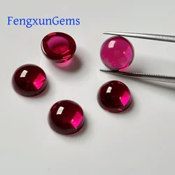 Synthetic 5# Corundum 5A Quality 1.0~25mm Round Flat Back Cabochon Loose Pigeon Blood Red Ruby Beads For Necklace Ring make