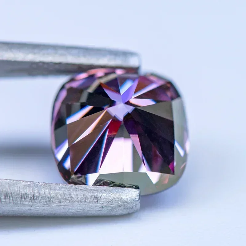 Moissanite kwadratowe poduszki Cut VVS1 koraliki cesarski fioletowy kolor Charms DIY tworzenia biżuterii materiały wisiorek z certyfikatem GRA