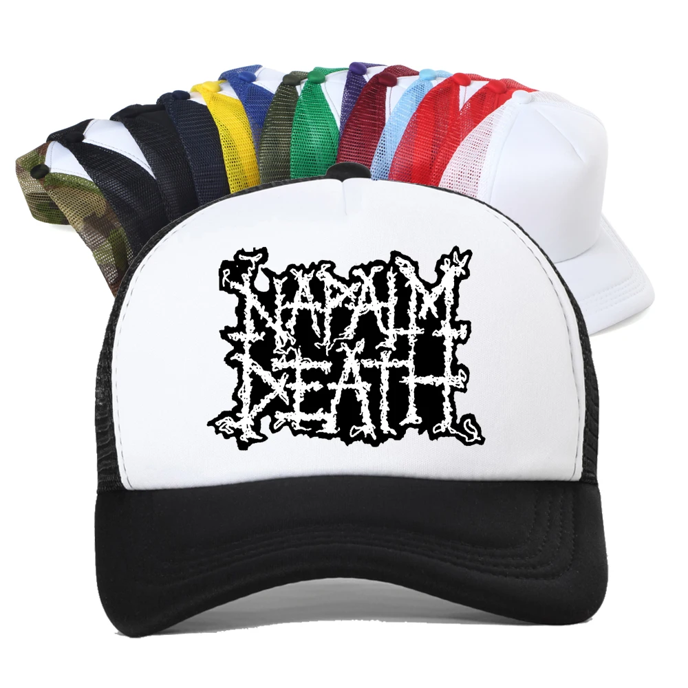 Napalm Death Logo English Grindcore Band Baseball Cap Unisex Death Metal Hip Hop Summer Visor Mesh Trucker Hat