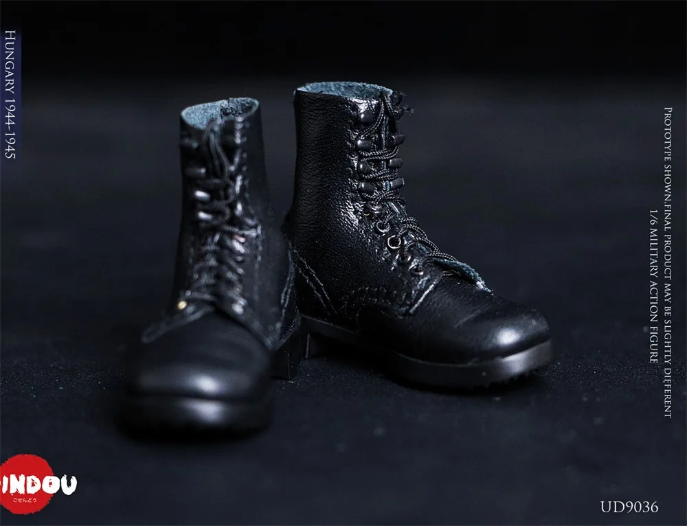 1/6 UJINDOU UD9036 Toys Model Black Hollow Boot Shoe with Leg Bandage PVC Material For 12