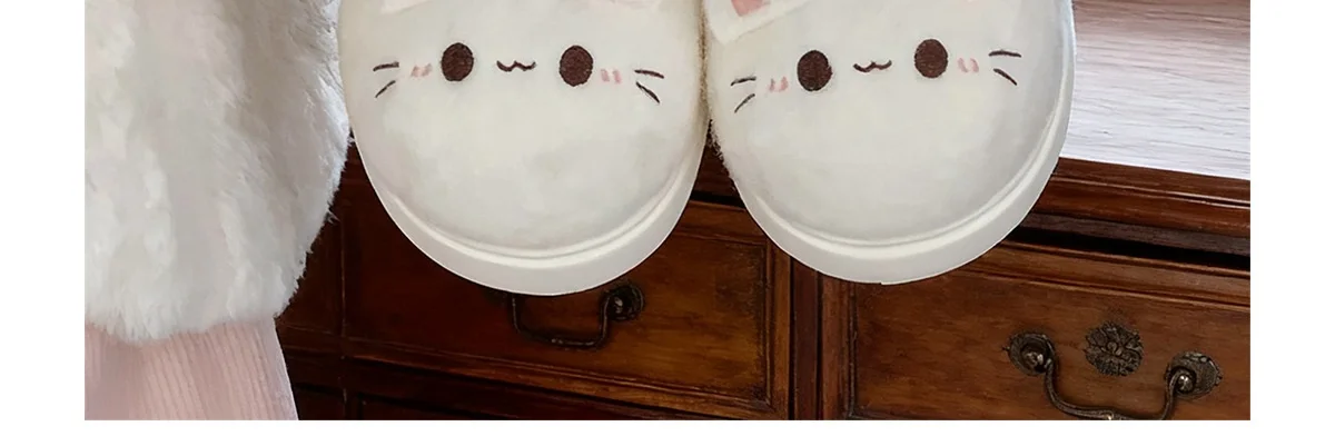 Neue schwarze flauschige Katzenpantoffeln für Damen, bezaubernde Tier-Schuhe, flauschige Hausschuhe, Damen-Winter-Plüsch-Mary-Jane-Slipper. – Detail 9