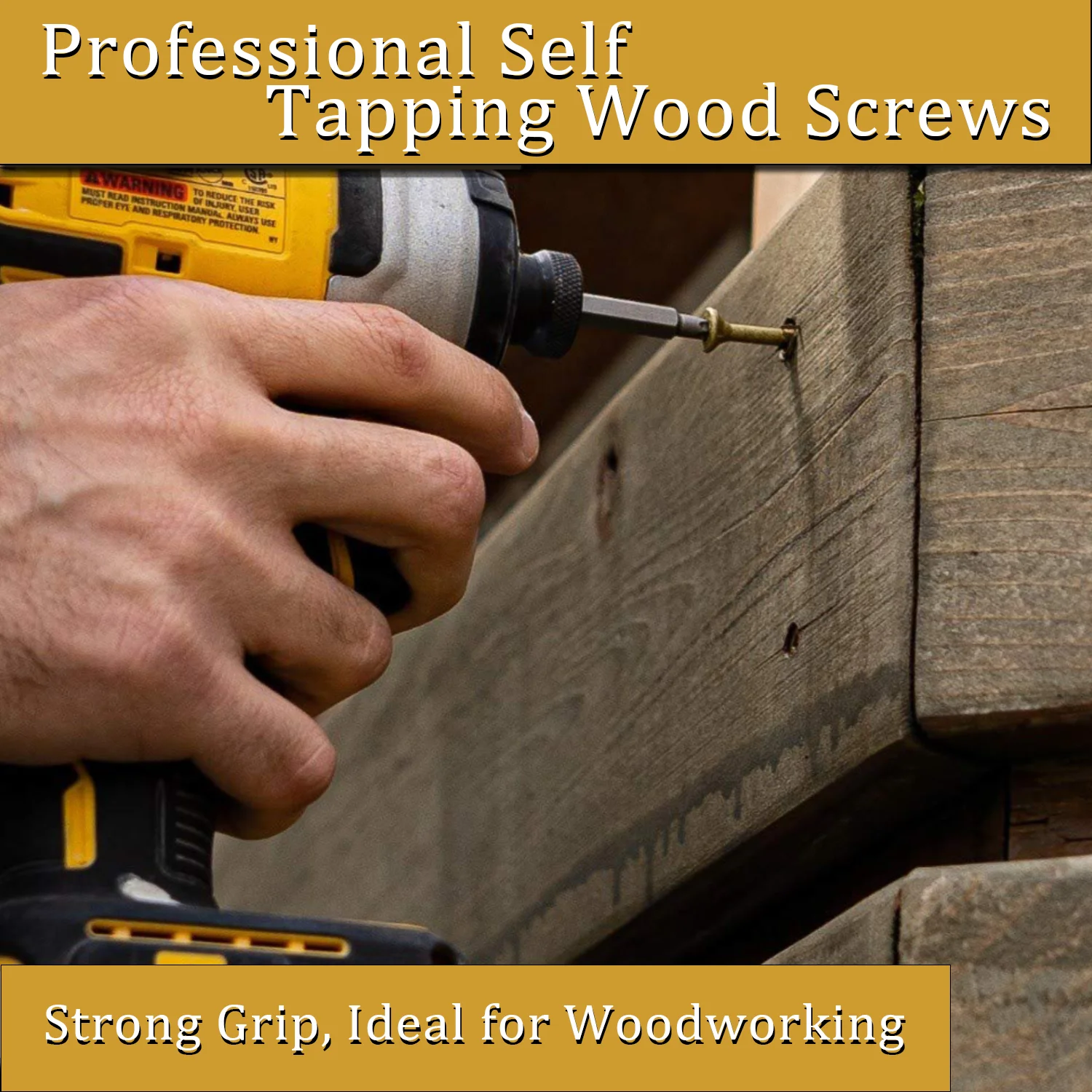 VKKM #9x3 Phillips Wood Screws 150PCS Yellow Coated - Carbon Steel w/ Free T25 Bit thumb screw  pocket hole screws