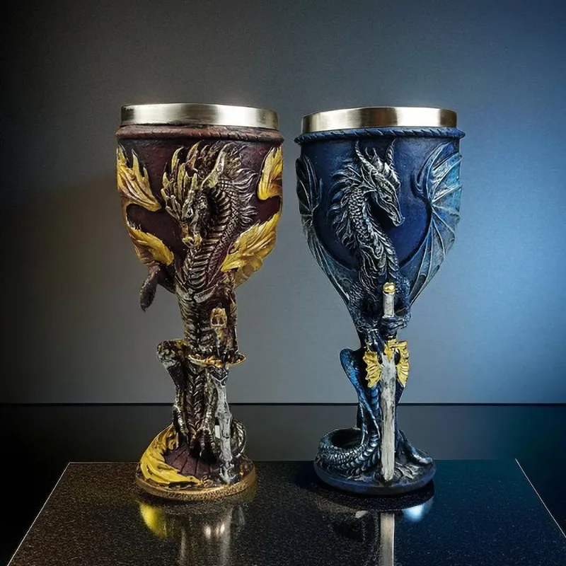 Copa de vino con diseño de dragón, taza medieval de acero inoxidable para beber, taza de vino vikingo de 200 ML
