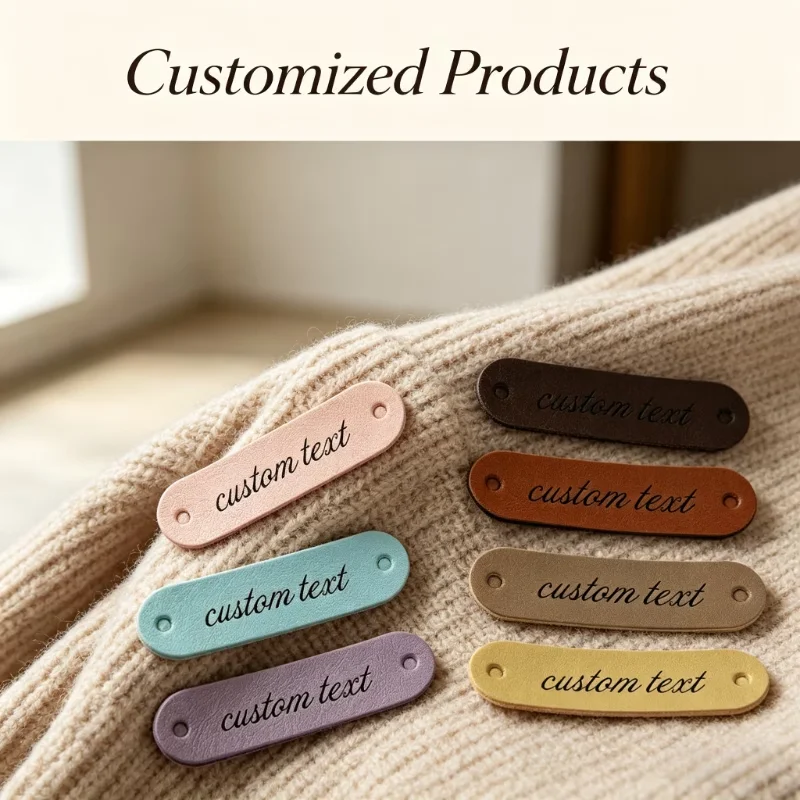 Personalized Custom Engraving Blank Labels 10 Color Faux Leather Labels Two-Hole Pu Labels Jeans Hats Handmade Bags Decorative