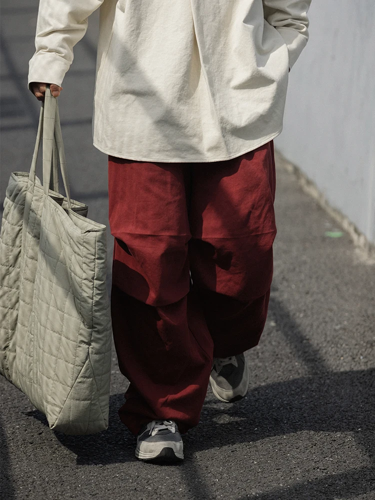 

Noears Loose Silhouette Cargo Pants Straight Leg Loose Fit Trousers Elastic Waist y Sle Japanese Retro Cotton Casual ...