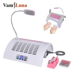 4 in 1 60W Nail Vacuum Cleaner Multifunctional Polishing Drill LED Phototherapy Lamp Integrated Machine Nail Enhancement Tool