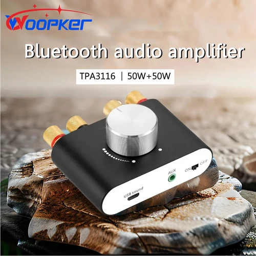 Woopker amplificador de Audio Digital amplificador de sonido HiFi TPA3116 receptor Bluetooth 5,0 coche Mini sistema de sonido de cine en casa 50W * 2