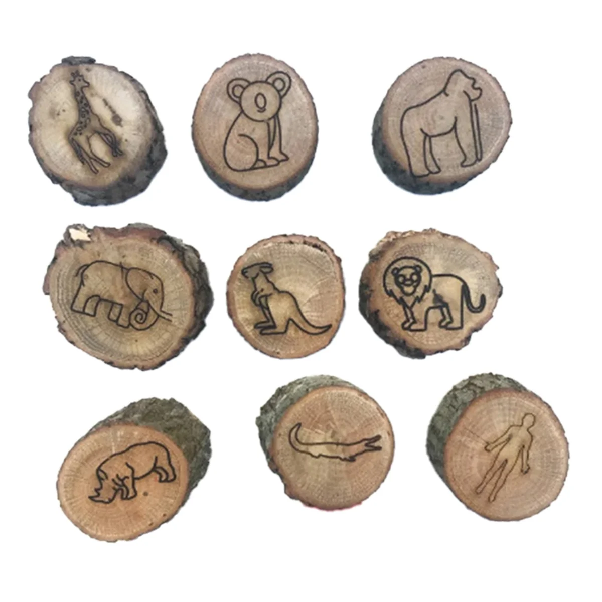 9pcs Animal Tracks Stamps Mould Animal Footprints Engrave Wooden Children Toys Muddy Ground Snowfield Step Print Forest