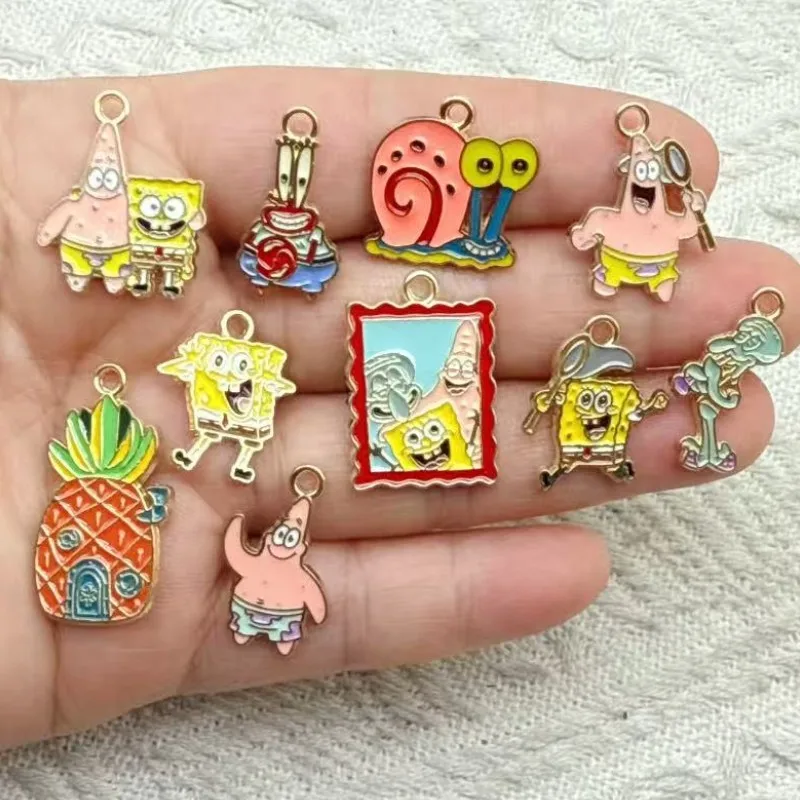 10pcs Cartoon Anime Character Enamel Charms Earring Pendant for Making DIY Keychain Necklace Drip Oil Metal Jewelry Accessories
