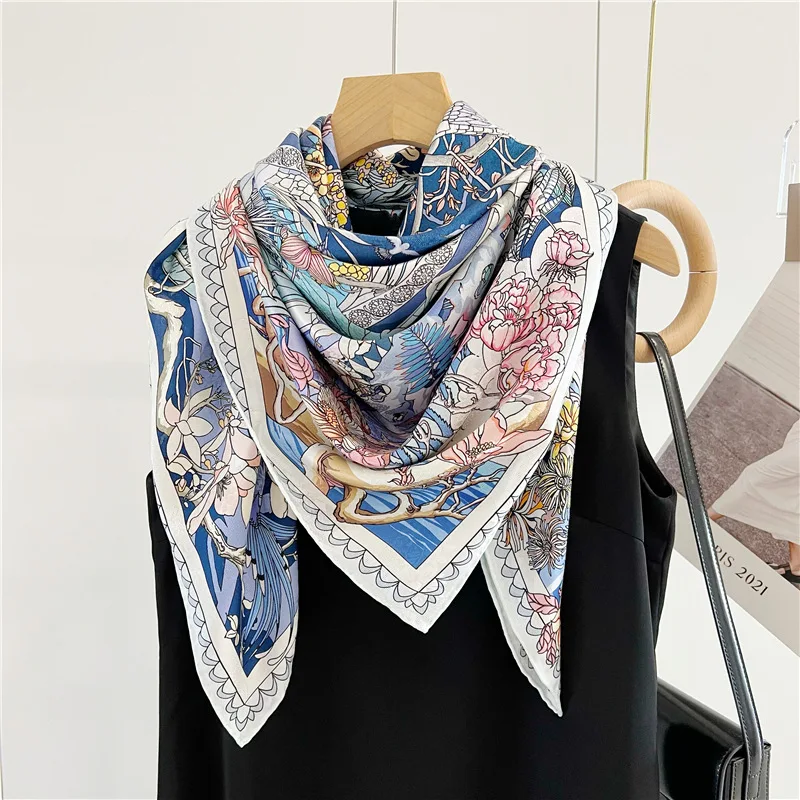 100% Mulberry Scarf for Bag Luxury Scarf Women Designers Brand Bandanas Scarves Shawls Handrolled Edge Shawls Bandanas Hijabs