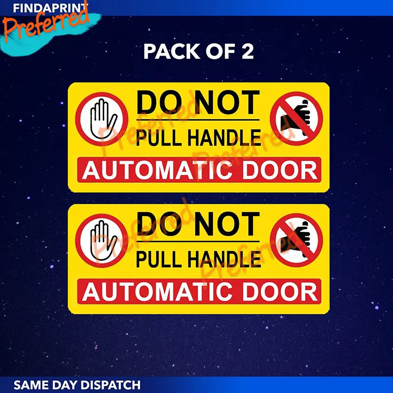 2 X Do Not Pull Handle Sign Sticker Warning Decal Customizable with Any Logo Pattern