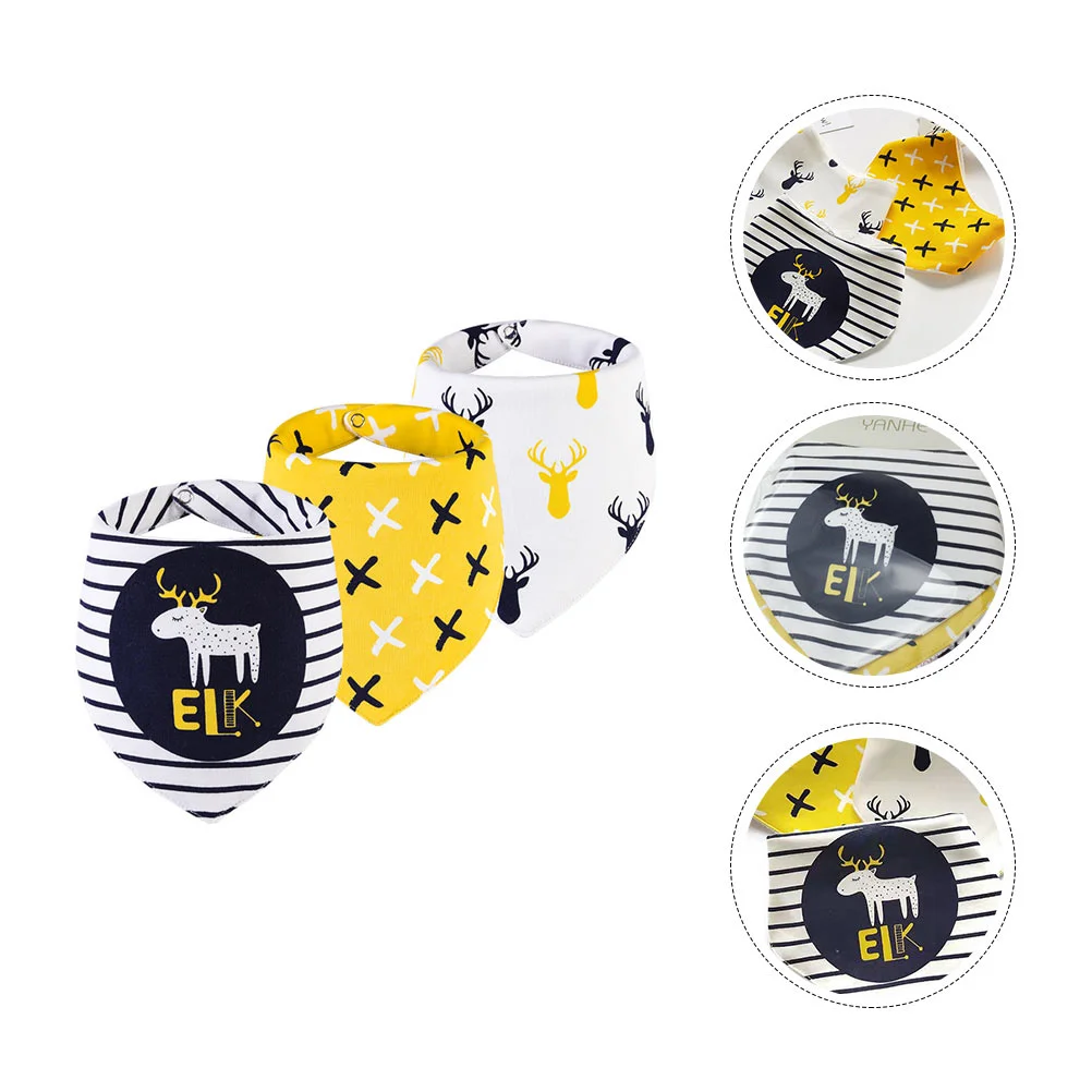 

3 Pcs Baby Bib Waterproof Infant Eating Drool Towel Lovely Saliva Triangle Scarf New-born Newborn Cotton Towels