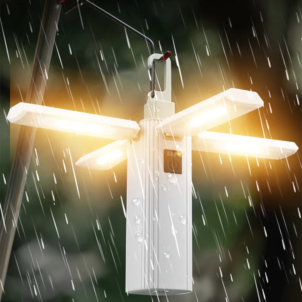 1pc 4-in-1 Foldable Camping Light Rechargeable Lantern Multifunctional Camping Lantern Tent Light High-intensity Flashlight
