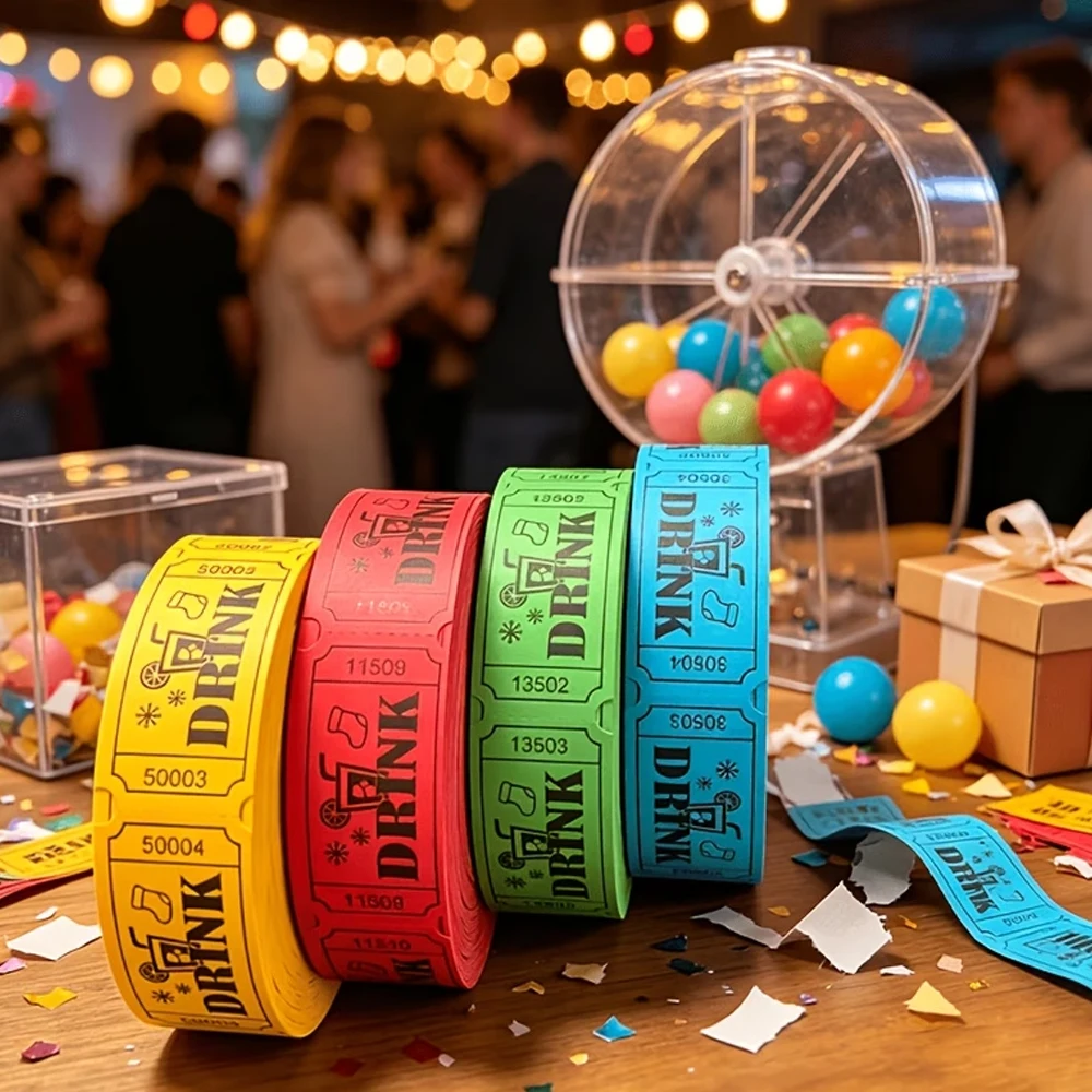 500pcs Raffle Tickets Rolls, Drink Tickets Single Roll for Events, Leisure, Movie Watching, Entertainment, (4-Color Selection) view 3