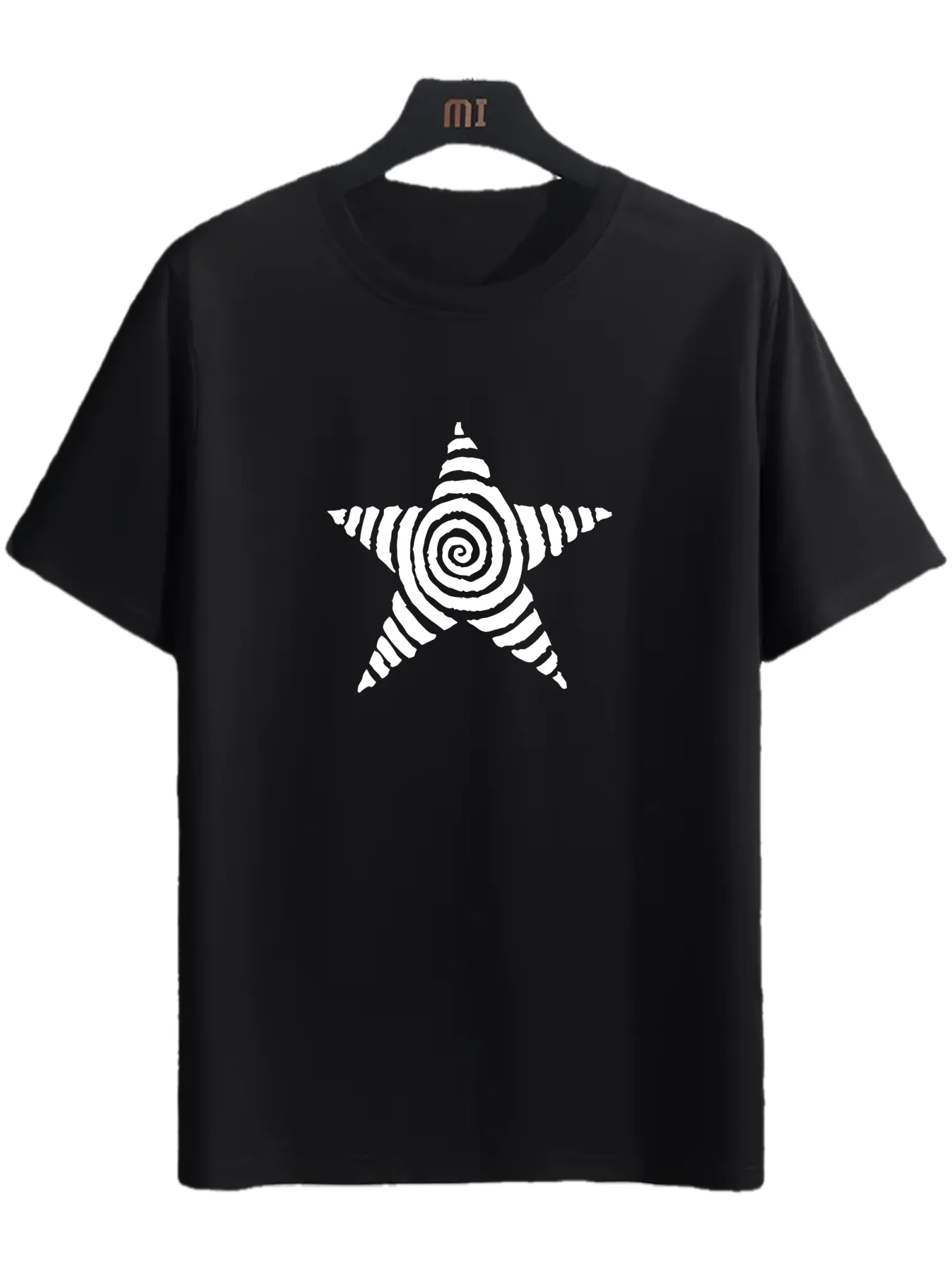 طباعة نجمة، تي شيرت رجالي برقبة دائرية وأكمام قصيرة، تي شيرت بتصميم بسيط، تي شيرت كاجوال مريح وجيد التهوية