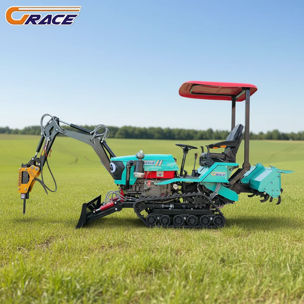 

Customize Agricultural Crawler Tractor With Excavator Shovel Breaker Hammer For Farm