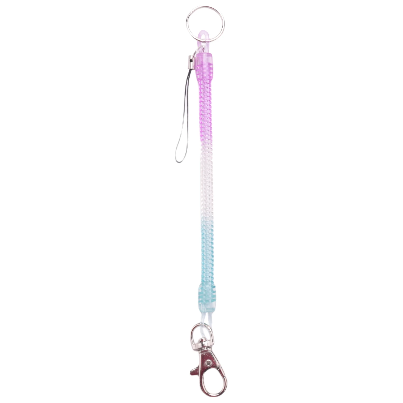 Lobster Hook Purple Blue Spring Stretchy Coil Keyring Keychain Strap Rope Cord