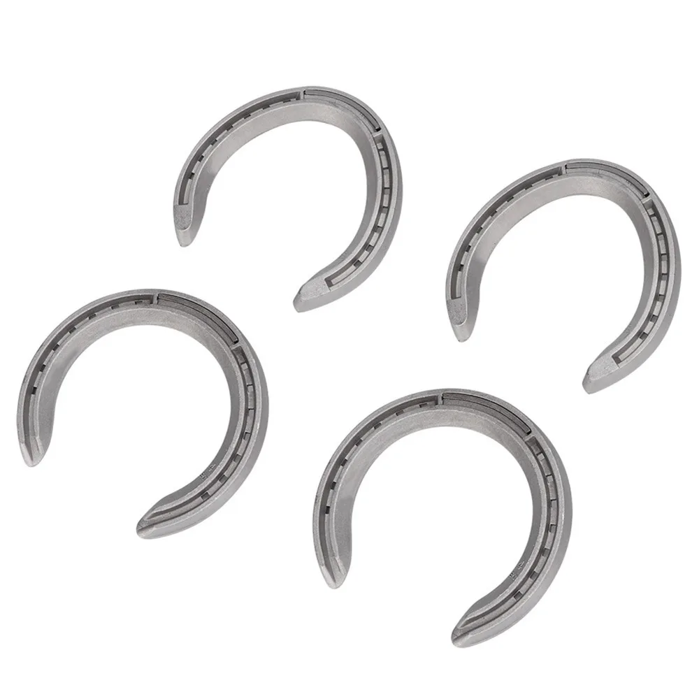 4Pcs Set Aluminum Alloy Aluminium Alloy Horseshoe Durable Anti Slip Design Horse Riding Equipment Sturdy Horse Racing Tool