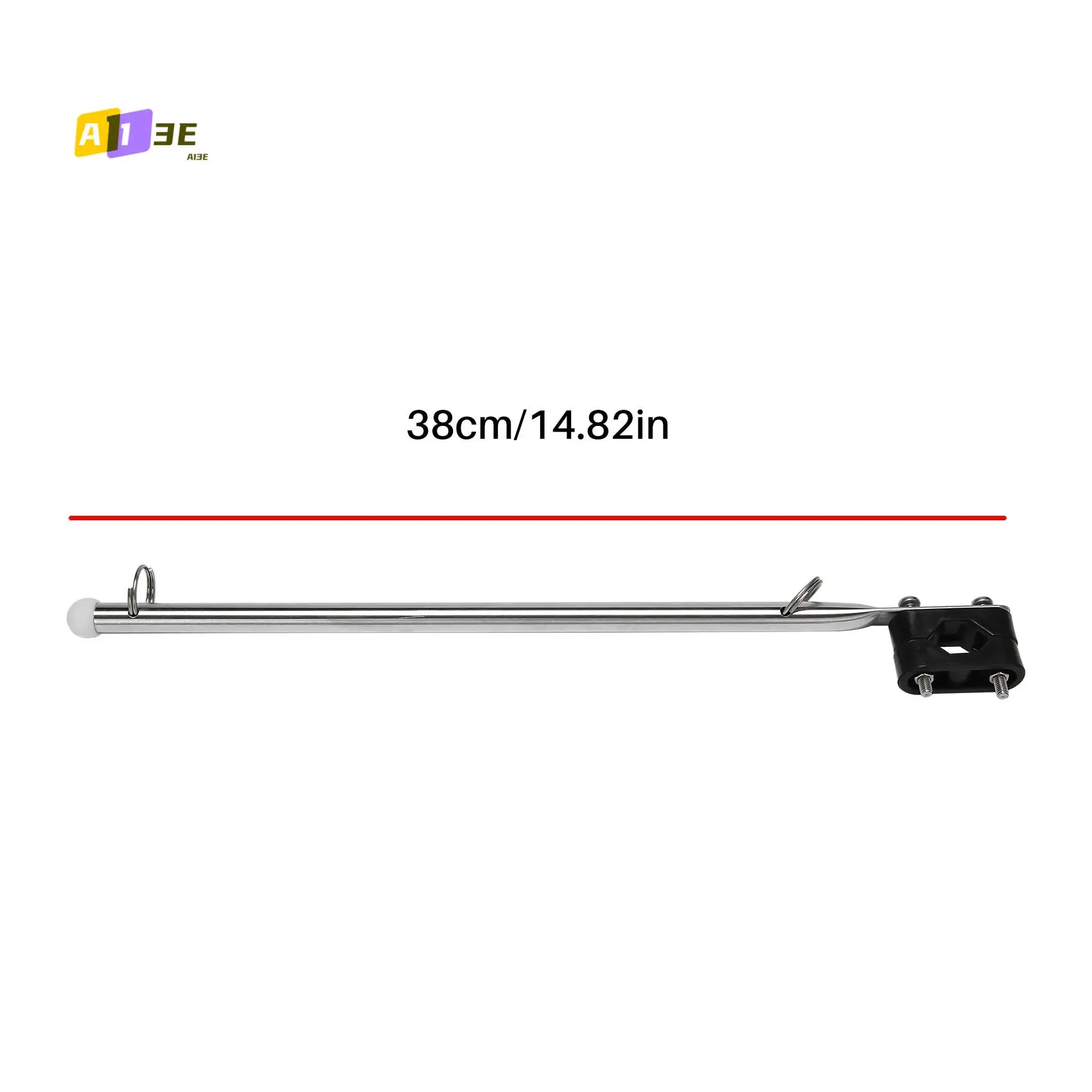 A03E-2X 14 Inch Flag Pole Holder Stainless Steel 7/8 Inch 1 Inch Rail Mount For Boat/Yacht