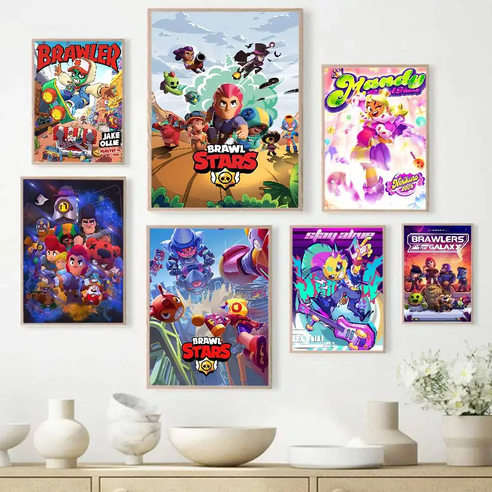 Póster de Anime Game B-rawl Game S-Stars, póster de papel blanco de calidad HD, pintura artística para pared, decoración de pared para sala de estudio