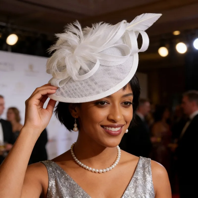 

Элегантная женская шляпа для чаепития, подарочная коробка, шляпа с перьями и цветами, очаровательная, для свадьбы, коктейльных вечеринок, подходит для скачек.