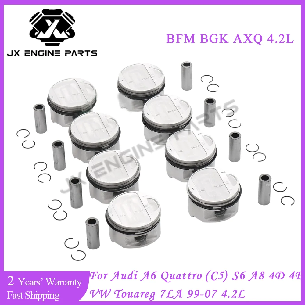 Conjunto de Pistão e Anéis de Pistão para Audi 4.2 A6 Quattro C5 S6 A8 4D 4E VW TOUAREG 7LA 4.2L V8 99-07 BFM BGK AXQ 077107099A